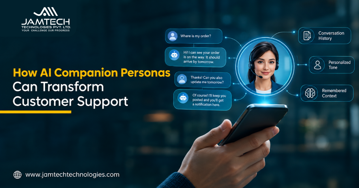 AI companion persona providing personalized customer support through a contextual conversation
