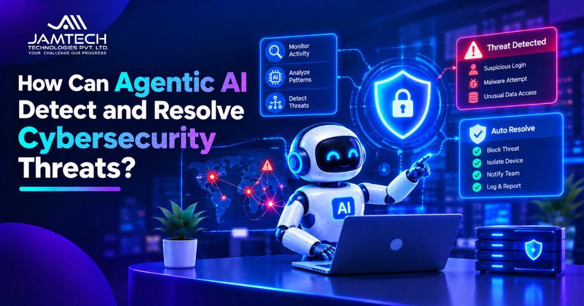 Agentic AI cybersecurity system monitoring network activity and investigating potential threats