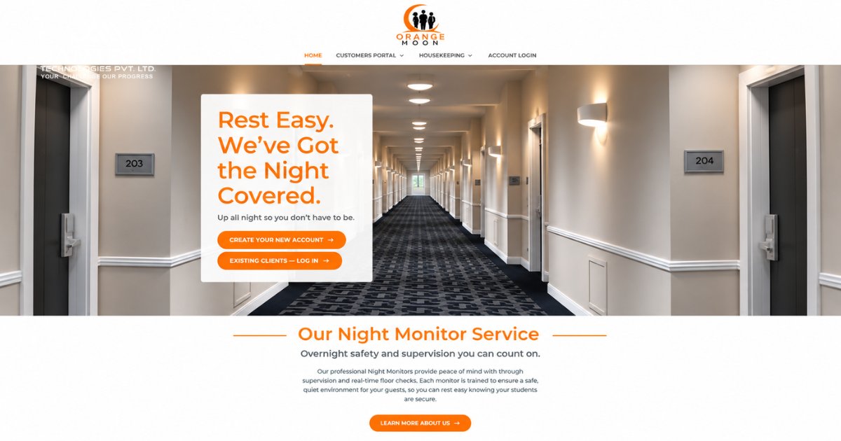 Orange Moon Admin dashboard for student travel supervision and overnight monitor booking management