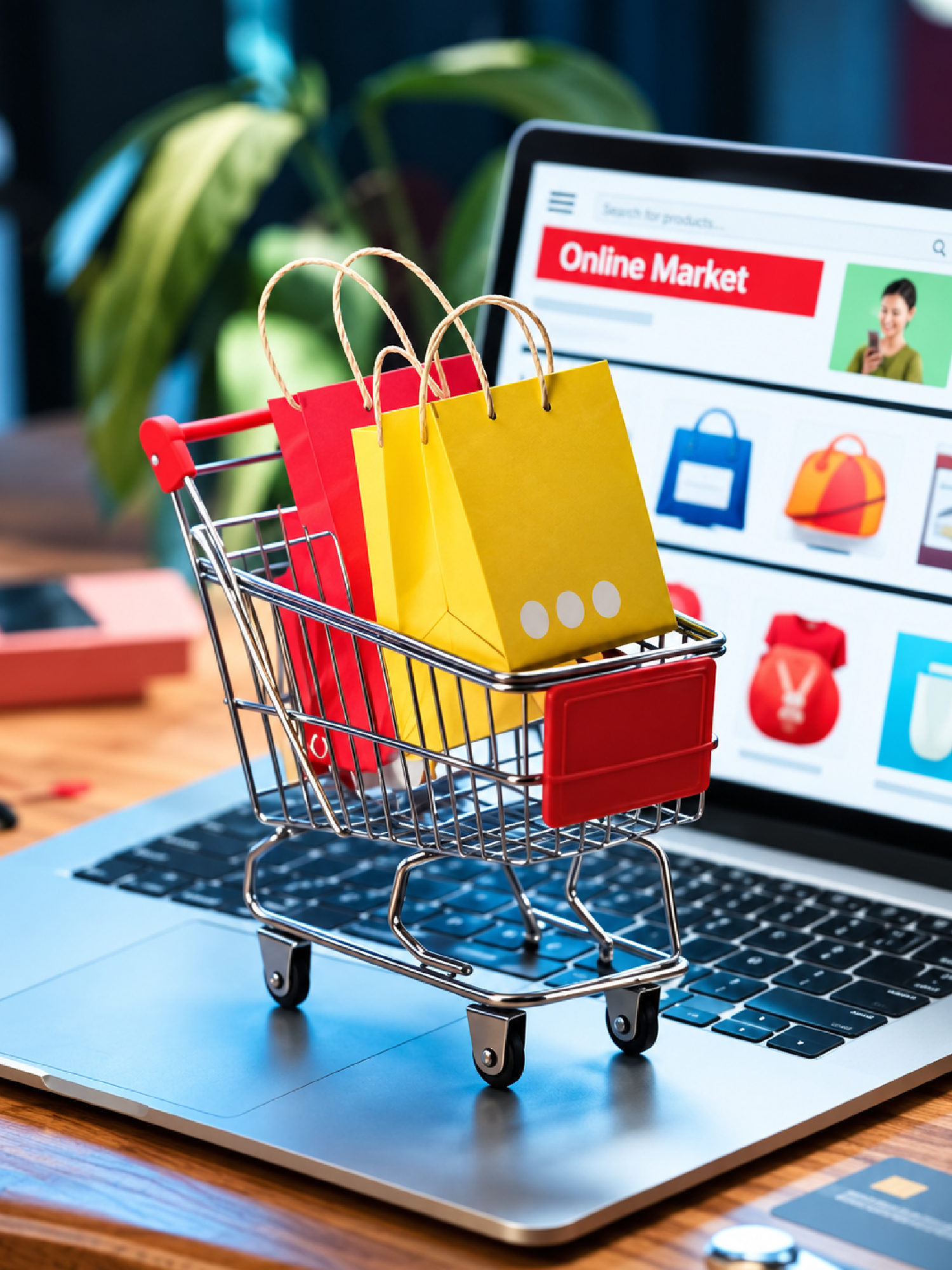 E-commerce store design with product pages, cart and checkout screens